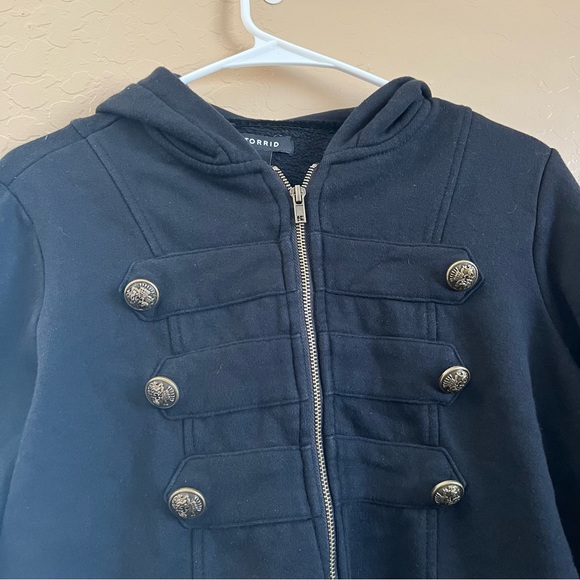 Torrid French Terry Military Hoodie Jacket - Size 00 (M/L) - Picture 3 of 8